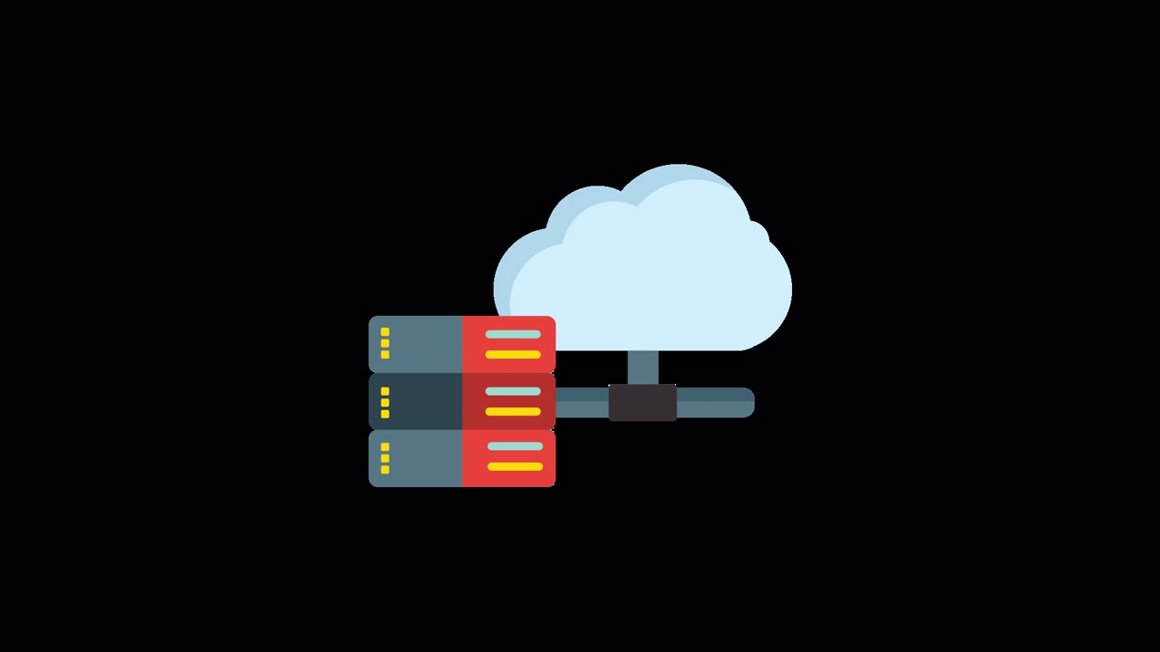 Animated Icon of Server Racks Connecting to Cloud