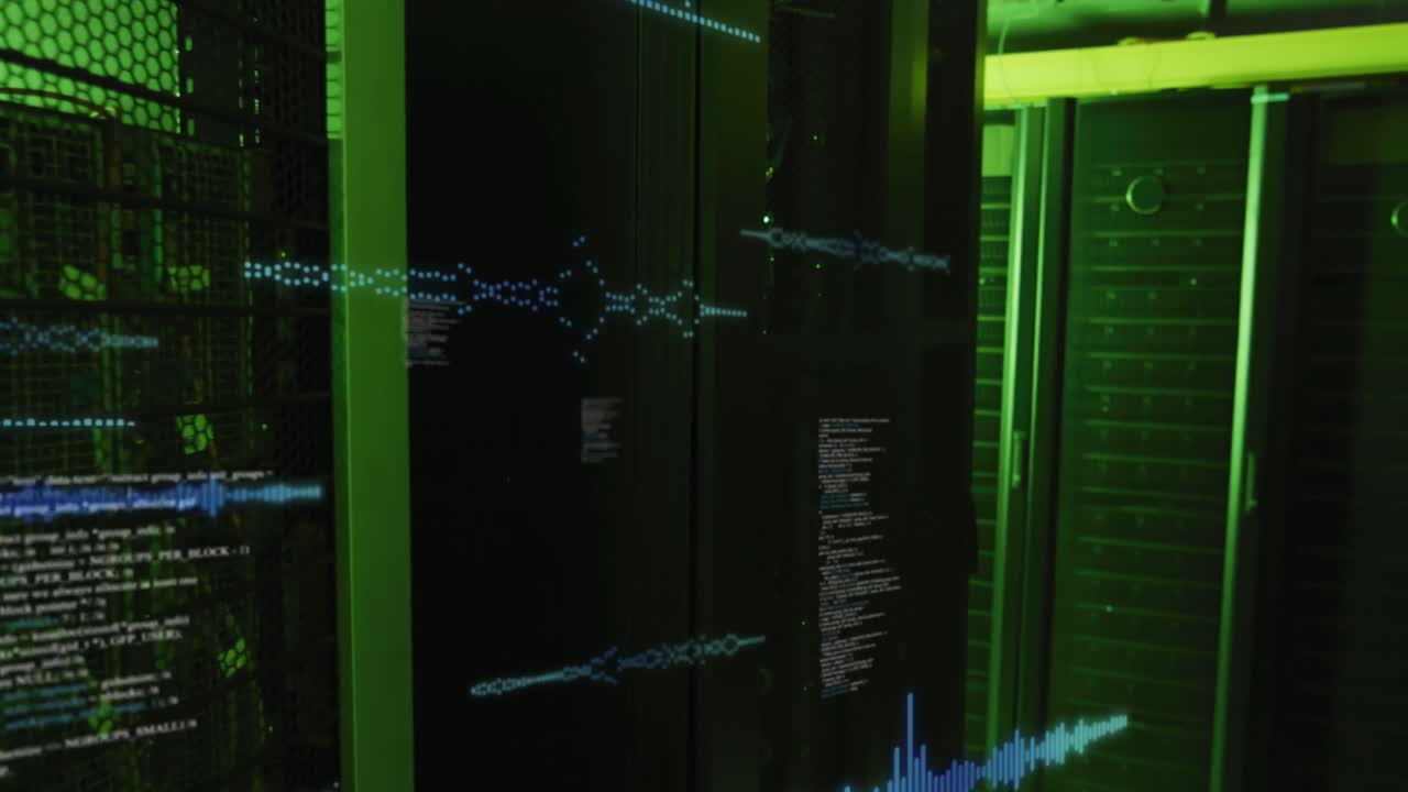 Animation of data processing over server room