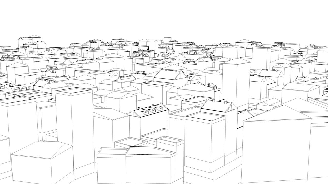 volando sobre la sucia ciudad dibujada en blanco capaz de buclear sin costuras