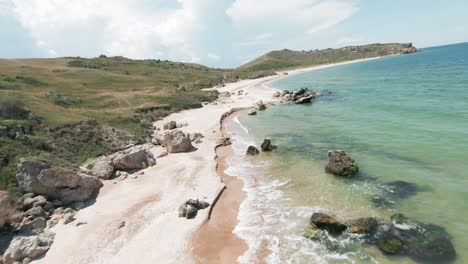 beautiful coastal landscape with beach and cliffs