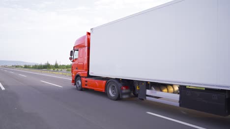 a truck moving on the highway. logistics transportation.