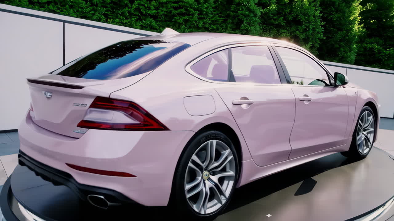Pink Sedan Car Render
