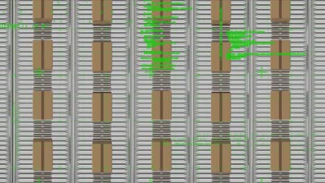 Animación-Del-Lenguaje-Informático-Sobre-Cajas-De-Cartón-En-Múltiples-Cintas-Transportadoras