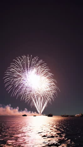 spectacular fireworks display over water at night