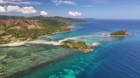 lakdayan sand bar in coron, philippines. drone view of natural tourist attraction.