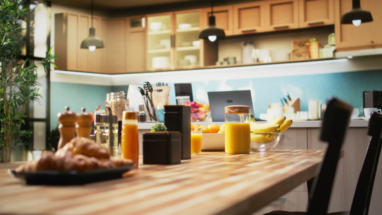 Rustic kitchen with modern furniture and elegant stylish decorations