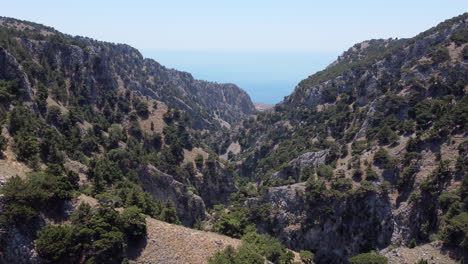 imbros gorge in south crete, beautiful aerial landscape, slow dolly in