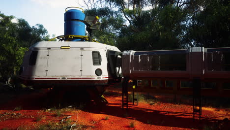 futuristic spaceship on mars