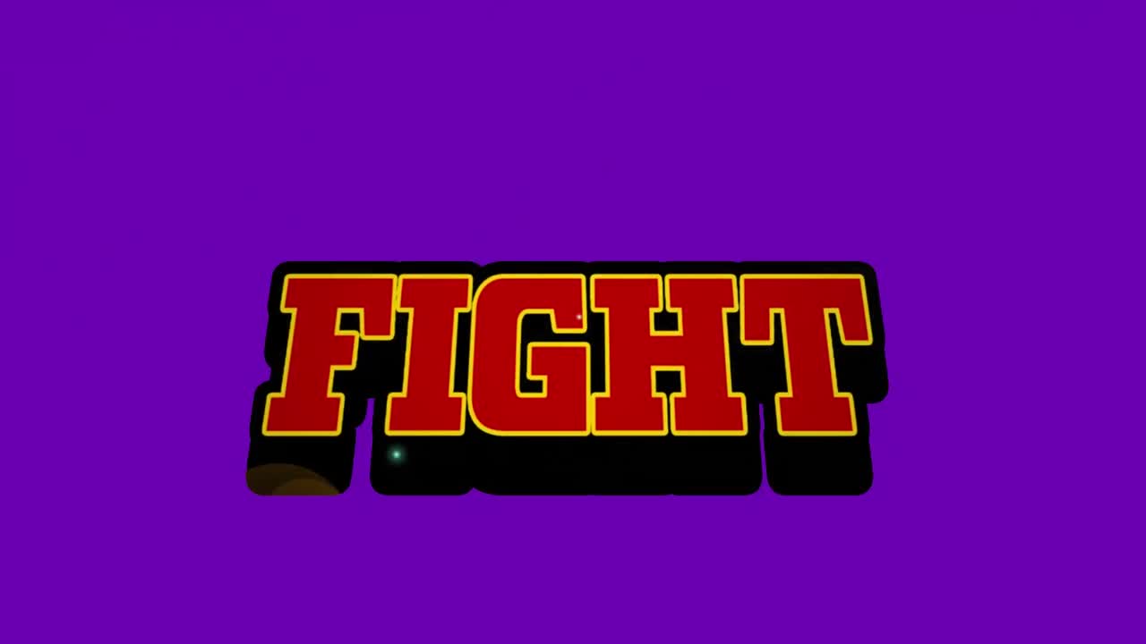 animación del texto de lucha sobre patrones abstractos contra un fondo amarillo