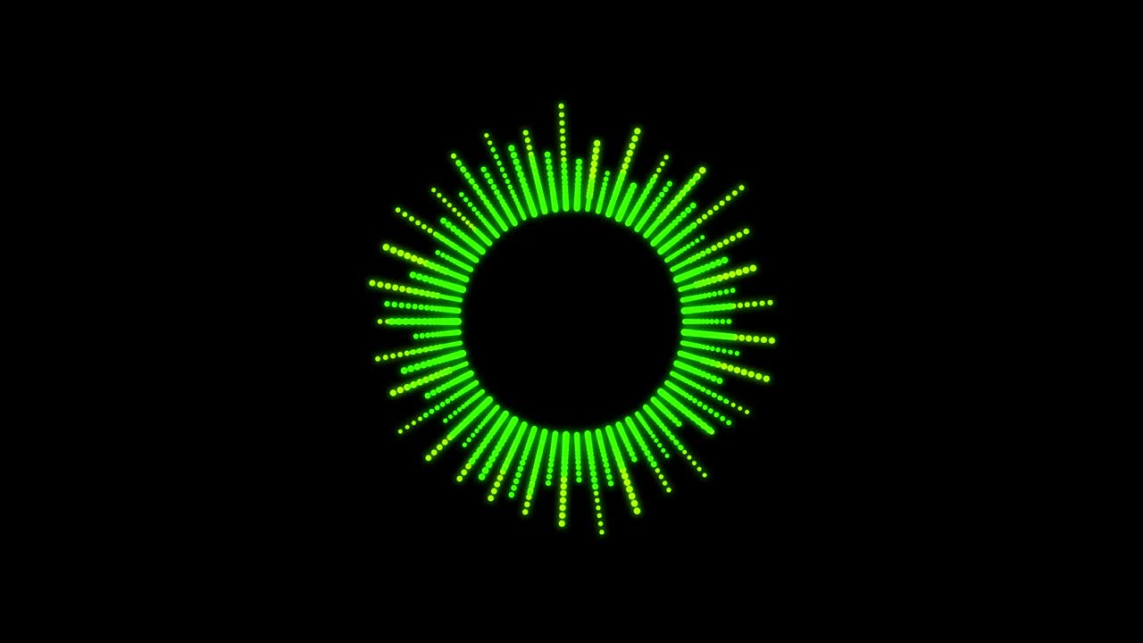 diseño de interfaz circular hud, elementos infográficos como ecualizador de música, ondas de audio o sonido
