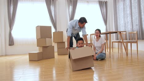 family moving and playing