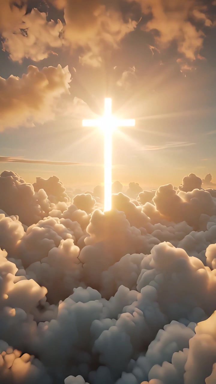 Sfondo per Adorazione 4K: Croce Cristiana e Luce Celeste