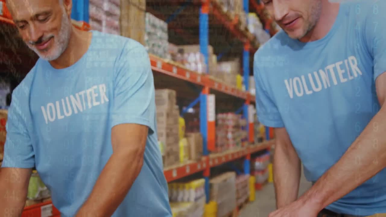 animación del procesamiento de datos sobre los voluntarios del almacén