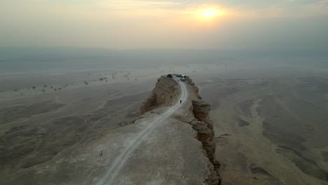 incredible drone shot tourists travelling through arabian desert