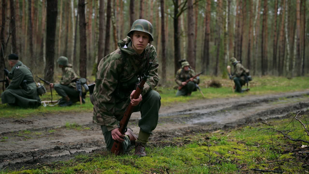 German Soldiers in a Forest During World War II
