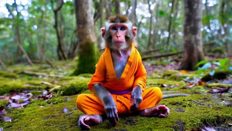 monkey in monk's outfit