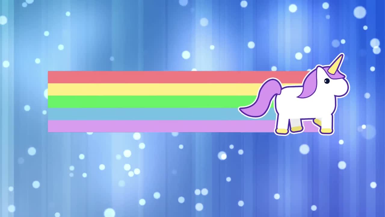 animación de unicornio con arco iris