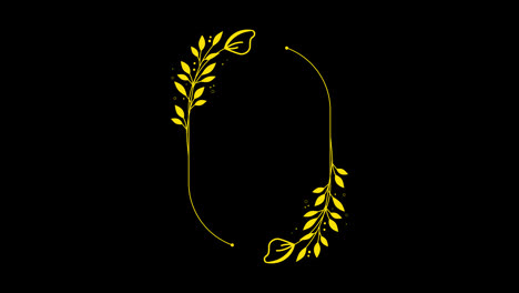 Wedding-titles-copy-space-for-text-animated-flower,-leaf-wreath-floral-decoration-Text-Frame-With-alpha-channel.