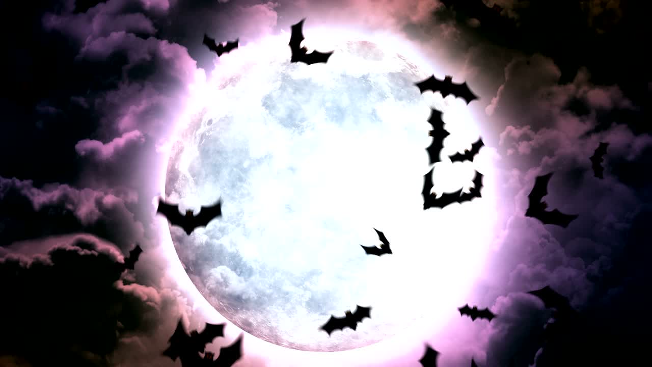 La luna di Halloween e i pipistrelli
