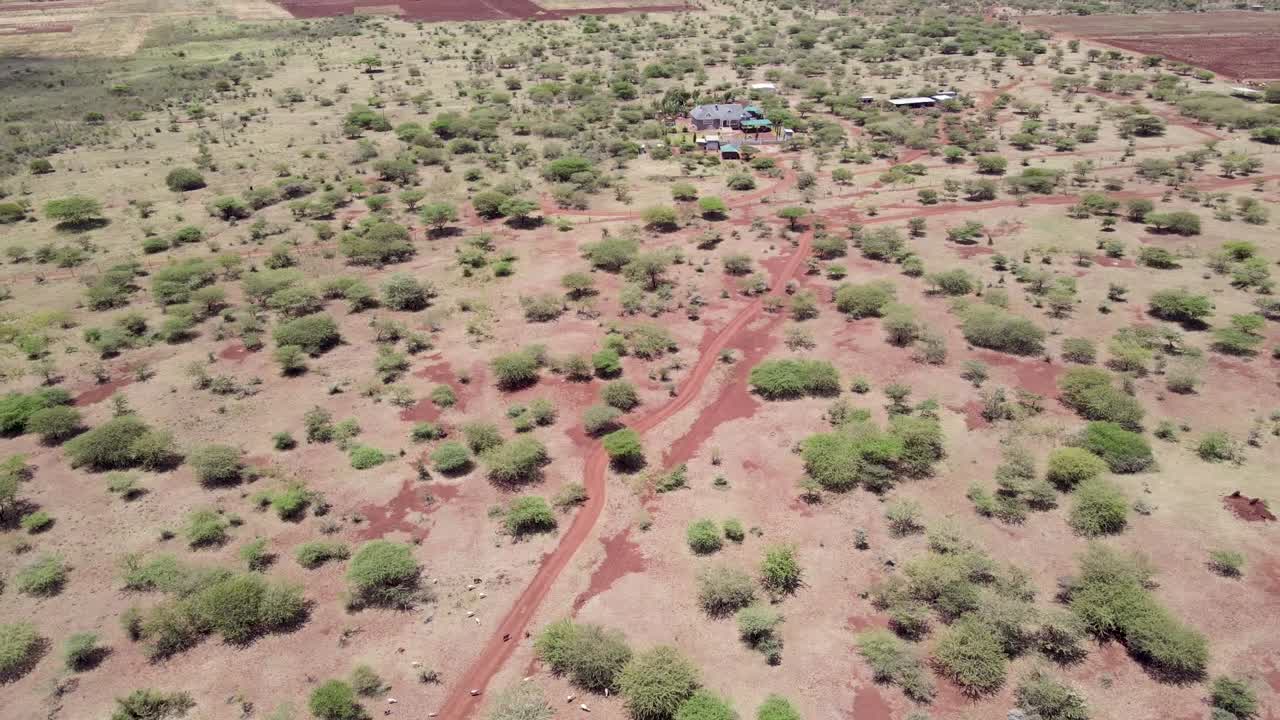 loitokitok 케냐에서 사막의 아프리카 마을 무인 항공기보기