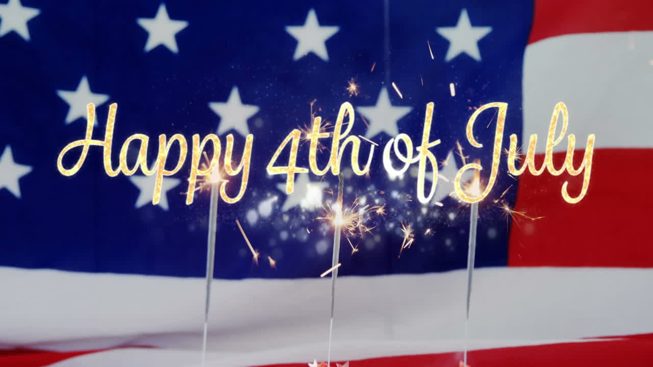 행복한 7월 4일 문자와 컵케이크에 반 ⁇ 이는 미국  ⁇ 발