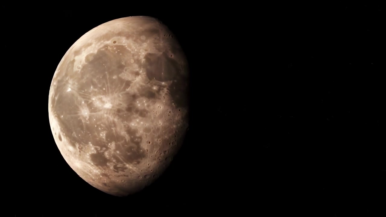 Close-up of the Moon Changing Color in Space