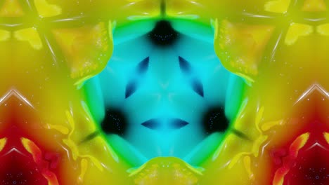 abstract symmetric 3d structures with looped animation, smooth rainbow color gradients. kaleidoscope effect with abstract fractal waves. beautiful abstract background with 3d pattern. dof