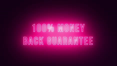 animated text 100% money back with a neon purple model
