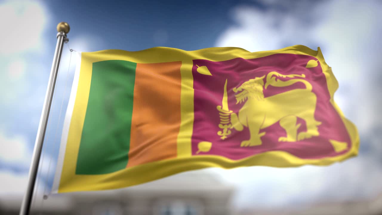la bandera de sri lanka ondeando en cámara lenta 3d con fondo de cielo azul - bucle sin costuras 4k