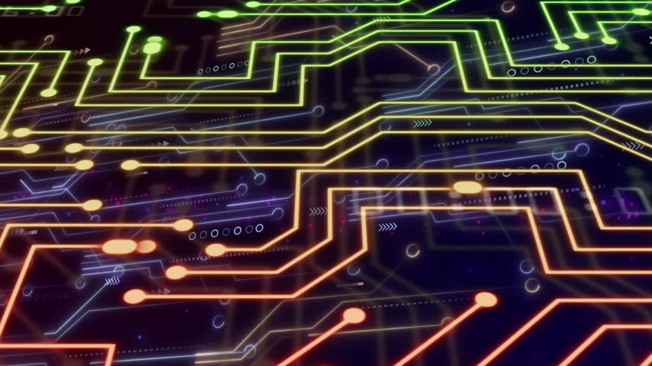 검은 바탕 위의 연결 네트워크의 애니메이션