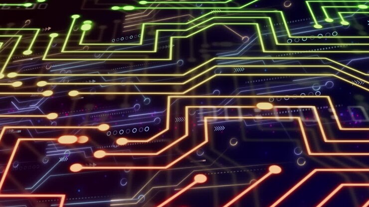 Animazione di una rete di connessioni su sfondo nero