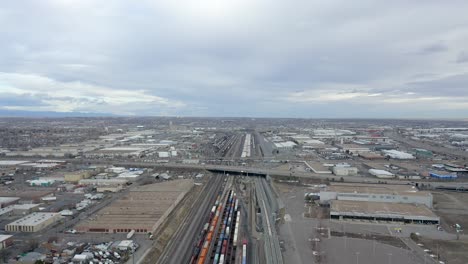 Aerial-flight-down-train-tracks