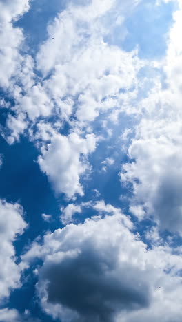 lovely clouds gathering in the sky. cloudscape transformation on summer sunny day in blue skies. timelapse. vertical video