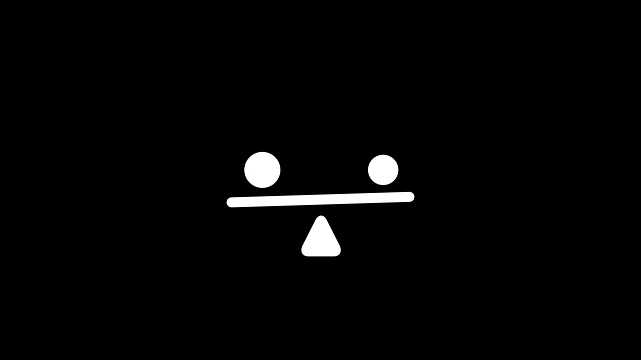 Balance scale icon centered on a triangle animation isolated on black background