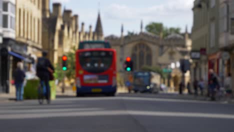 defocused shot of busy old high street in oxford 02