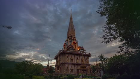 timelapse chalong pagoda in sunset