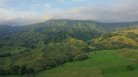 Rural-Costa-Rica-landscape-during-afternoon-sunlight,-aerial