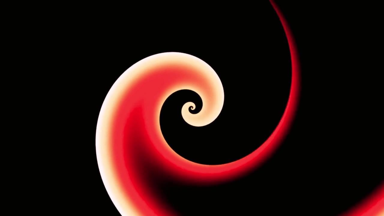 Hypnotic Red and Orange Spiral Rotating on Black Background