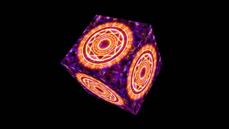 círculo mágico poderosa llama roja energía con el cielo doble círculo seis estrellas en cubo místico