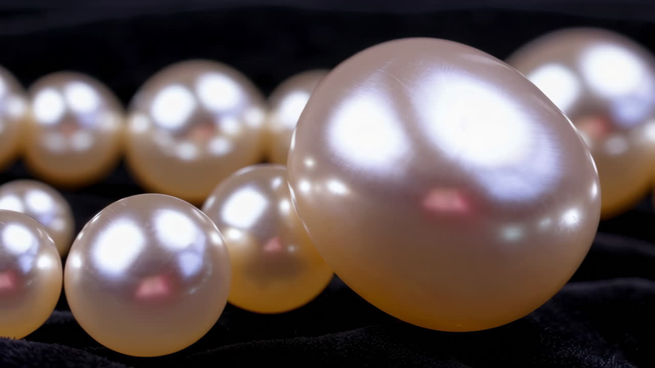 Beautiful White Pearls on Black Velvet