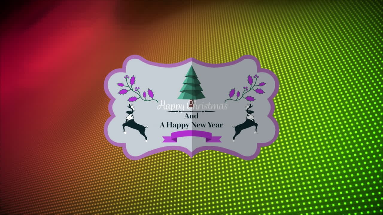 animación de feliz navidad y un texto de feliz año nuevo sobre fondo verde