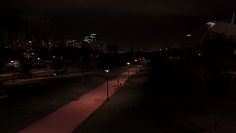 nighttime city park scene