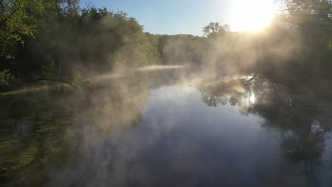 misty river sunrise