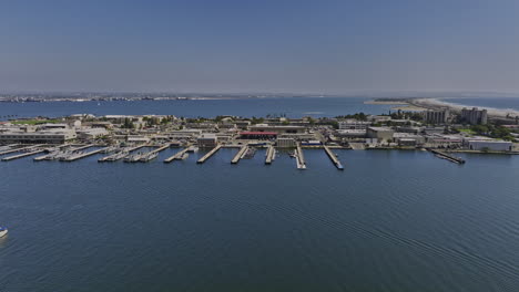 san diego california aerial v53 drone flyover glorietta bay capturing us navy shore command, naval amphibious base coronado on the silver strand at daytime - shot with mavic 3 cine - september 2022