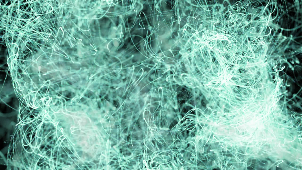 animación de líneas onduladas verdes que se mueven contra el espacio de copia en fondo negro