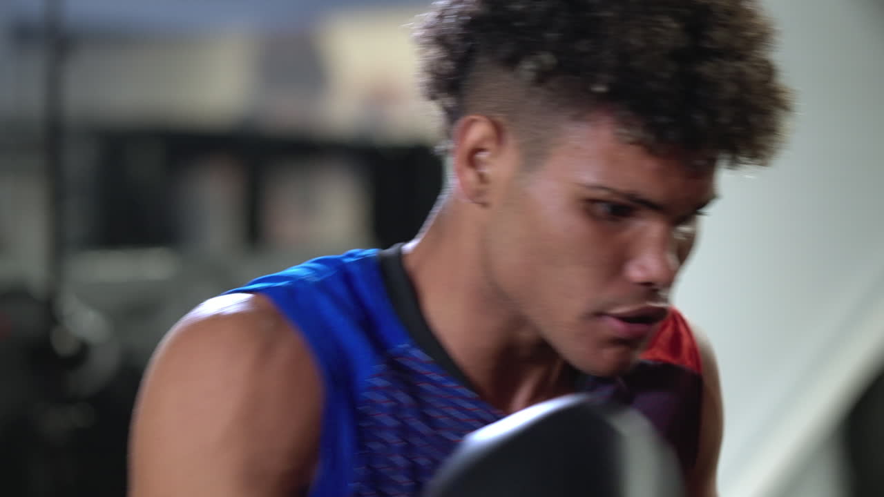 Man practicing boxing