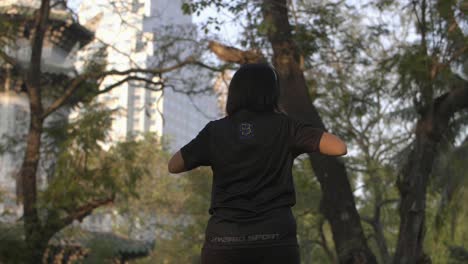 mujer haciendo ejercicios de tai chi