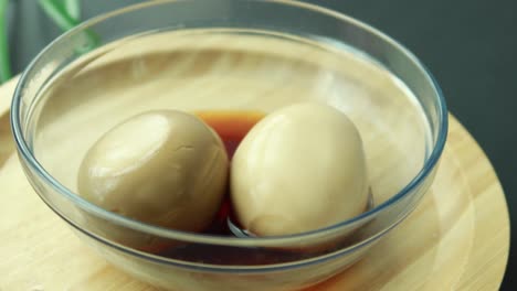 soy sauce marinated egg in a bowl