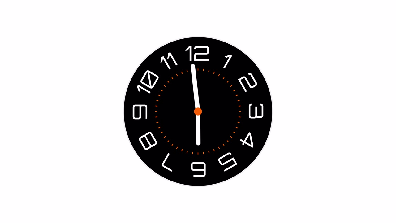 Animated Clock Face Counting Time on White Background