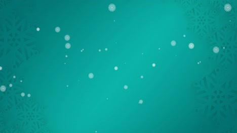 animación de copos de nieve cayendo sobre un fondo verde